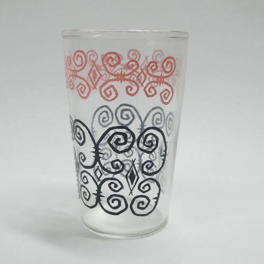 Libbey Pink & Black Scroll Juice Glass 3.75